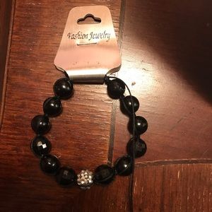 Black beaded adjustable bracelet